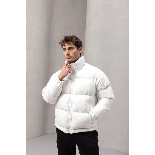 Harjo Etnik Desen Yüksek Yaka Şişme Erkek Mont - Ekru