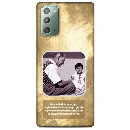 Samsung Galaxy Note 20 Kılıf Atatürk (2) Kabı Gold