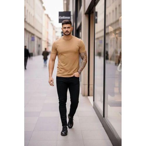 Erkek 3lü Bisiklet Yaka Tişört – Kısa Kollu Yazlık Slim Fit Body - Siyah, Lacivert, Kahverengi