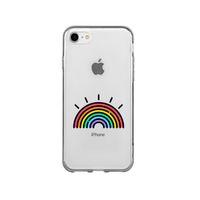 iPhone 8 Gökkuşağı Desenli Premium Şeffaf Silikon Kılıf
