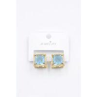 Kare Taşlı Küpe - Turkuaz