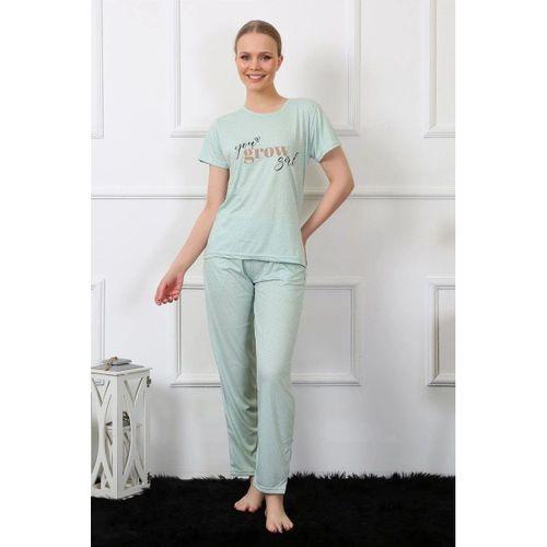 Kadın Kısa Kol Pijama Takım Su Yeşili