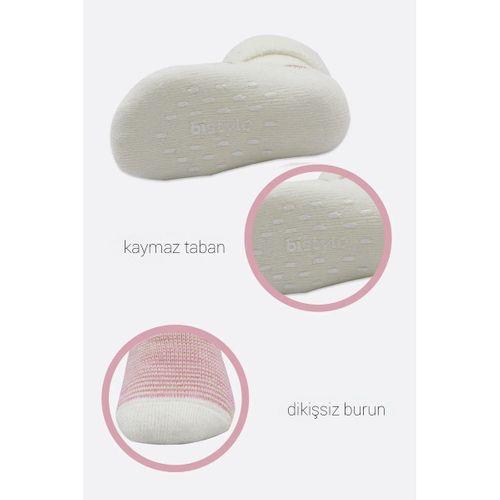 2'li Havlu Soket Kaymaz Çorap 10504 Ekru Pudra
