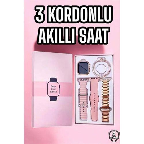 Akıllı Saat Amoled Ekran 3 Kordonlu Aksesuar Hediyeli Sesli Görüşme