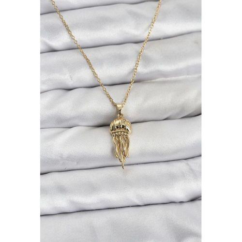 316L Çelik Zincir Gold Renk Deniz Anası Model Zirkon Taşlı Kadın Kolye