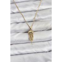 316L Çelik Zincir Gold Renk Deniz Anası Model Zirkon Taşlı Kadın Kolye
