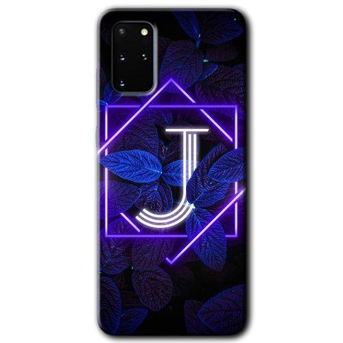 Samsung Galaxy S20 Plus HD Baskılı Kılıf + 9D Tam Ekran Koruyucu - Dark Neon Yaprak J Harfi