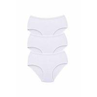 3 Adet Tutku Kadın Yüksek Bel Bato Kalın Lastik Külot Beyaz