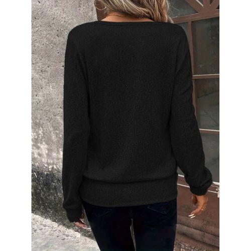 Kadın Uzun Kollu Kruvaze Yaka Kol Ve Etek Ucu Manşet Detay Yumoş Bluz