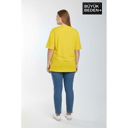 Kadın Büyük Beden El Yazılı Brooklyn Baskılı 3xl-6xl Bisiklet Yaka Tshırt SPR25BTSK510-6