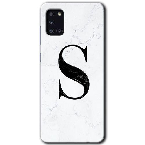 MRCİLETİSİM Samsung Galaxy A31 Kılıf Baskılı Kapak - Beyaz Mermer Desenli S Harfi +Tam Ekran Koruyucu