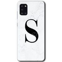 MRCİLETİSİM Samsung Galaxy A31 Kılıf Baskılı Kapak - Beyaz Mermer Desenli S Harfi +Tam Ekran Koruyucu