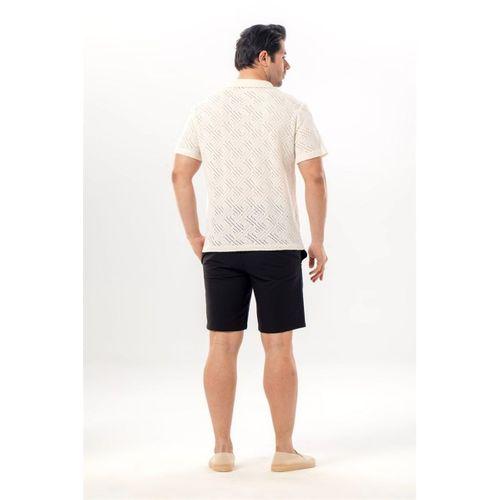 Girit Kısa Kol Düğmeli Kopanaki Erkek Tişört | Yazlık Erkek Tshirt Krem Krm