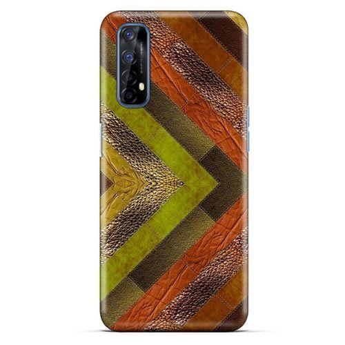 Oppo Realme 7 Kılıf Patchwork (10) Full Koruma Kılıfı Yeşil Turuncu