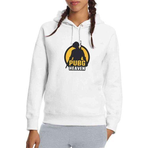 Pubg Heaven Baskılı Beyaz Kadın Kapşonlu Sweatshirt