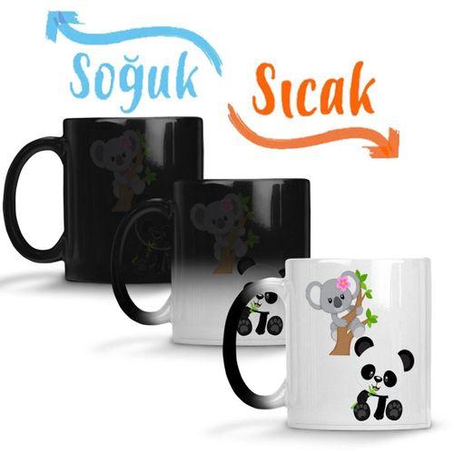 Baby Coala E Baby Panda Sihirli Kupa Bardak Porselen