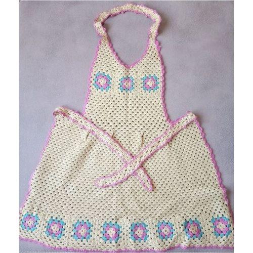 Elişi Ev Mutfak Önlüğü Çiçekli Dantel El Yapımı 79X60Cm