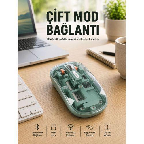 Pilli Kablosuz Mouse Bluetooth Ve Usb Uyumlu Sessiz Tıklama Yeni Nesil