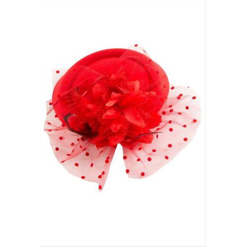 Çiçek Tüylü Dantelli Şapka Toka