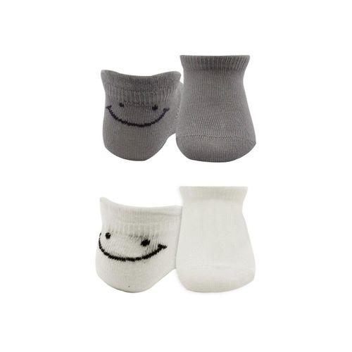 Bistyle 2'Li Sneakers Smile Penye Çorap BS20106 Gri Ekru