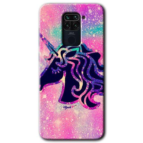 MRCİLETİSİM Xiaomi Redmi Note 9 Kılıf HD Desen Baskılı Arka Kapak + Temperli Cam - Unicorn Kristal