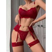 Bordo ,  Gold Zincirli Jartiyer Takımı