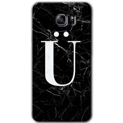Samsung Galaxy Note 5 HD Baskılı Kılıf + 9D Tam Ekran Koruyucu - Siyah Mermer Desenli Ü Harfi