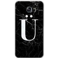Samsung Galaxy Note 5 HD Baskılı Kılıf + 9D Tam Ekran Koruyucu - Siyah Mermer Desenli Ü Harfi