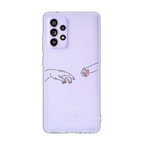 Galaxy A73 5G Uyumlu Hand and Paw Desenli Premium Şeffaf Silikonlu Telefon Kılıfı