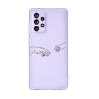 Galaxy A73 5G Uyumlu Hand and Paw Desenli Premium Şeffaf Silikonlu Telefon Kılıfı