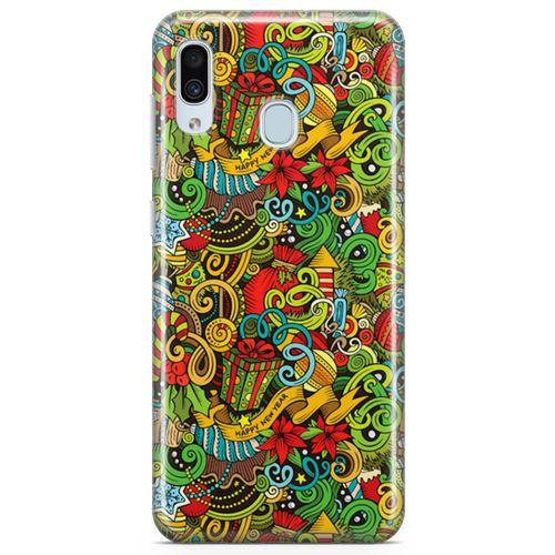 Samsung Galaxy A30 Kılıf Doodle Happy New Year Arka Kapak Koruma Desenli Full Koruyucu
