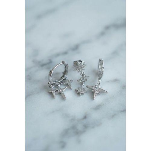 Kutup Yıldızı Model Gümüş Renk 3 lü Küpe Set