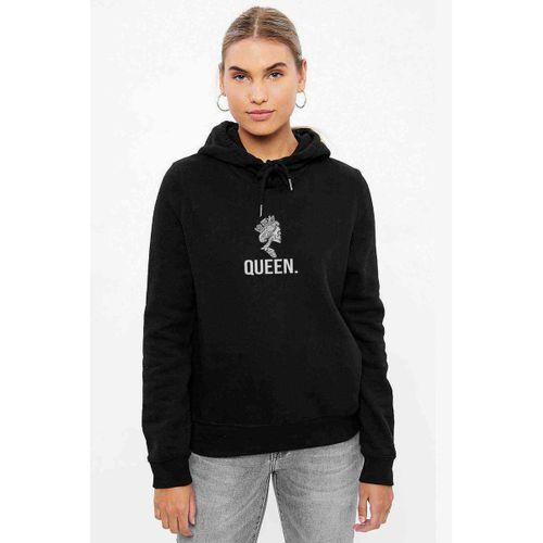 Couple Goals Baskılı Siyah Kadın Kapşonlu Sweashirt