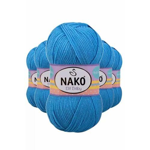 5 Adet Elite Baby El Örgü İpi Tüylenmeyen Bebek Yünü Alaska Mavisi 10119
