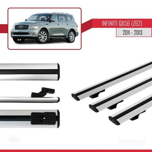 Infiniti QX56 Z62 2011-2013 Arası ile uyumlu Basic Model Ara Atkı Tavan Barı GRİ 3 ADET