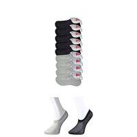 Siyah Ve Gri Kadın Görünmez Çorap 9 Çift