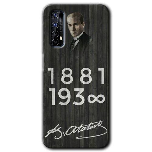 Realme 7 Kılıf HD Desen Baskılı Arka Kapak - Atatürk Ahşap İmza + Kırılmaz Cam