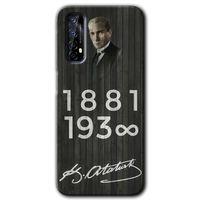 Realme 7 Kılıf HD Desen Baskılı Arka Kapak - Atatürk Ahşap İmza + Kırılmaz Cam
