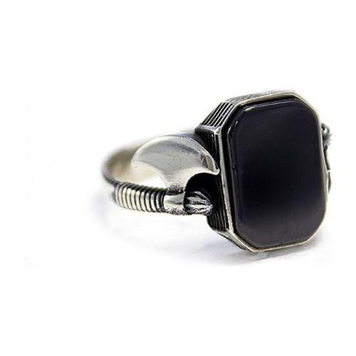 925 Ayar Gümüş Balta Model Oniks  Taşlı Yüzük