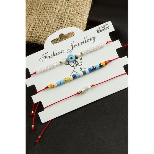 3 Adet Nazar Kristal Kum Boncuk Bileklik