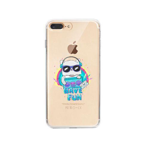 iPhone 8 Plus Funny Cat Lens Korumalı Şeffaf Telefon Kılıfı