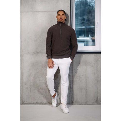 Lars Selanik Örme Kumaş Yarım Fermuar Erkek Sweatshirt - Kahve