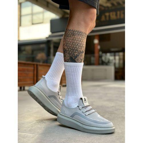 BA0375 Özel Örme Triko Tarz Gri Renk Spor Ayakkabı