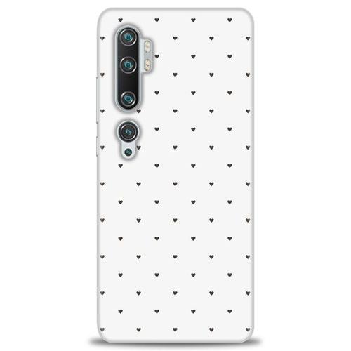 Xiaomi Mi Note 10 Kılıf HD Baskılı Kılıf - Minik Siyah Kalp + Tam Ekran Koruyucu