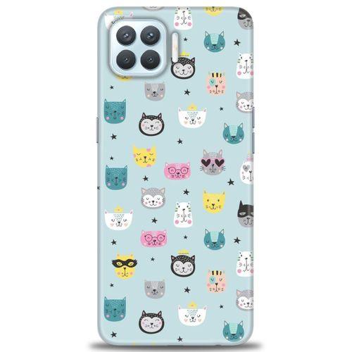 Oppo Reno 4 Lite Kılıf HD Baskılı Kılıf - Cats + Tam Ekran Koruyucu