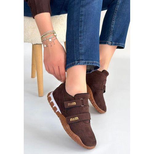 Tunga Kahverengi Süet Cırt Cırtlı Spor Ayakkabı