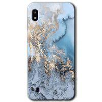 MRCİLETİSİM Samsung Galaxy A10 Kılıf Baskılı Kapak - Eski Mermer +Tam Ekran Koruyucu