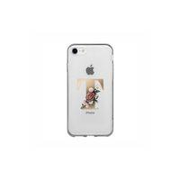 iPhone 8 Şeffaf Kılıf Gold Renkli Çiçekli T Harfli Desenli