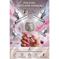 6'lı Paslanmaz Çelik Polygel Sabitleme Mandalı Mandalları 4 cm Protez Tırnak Üst Form Kalıp Sabitleyici Kıskaç Seti 723741