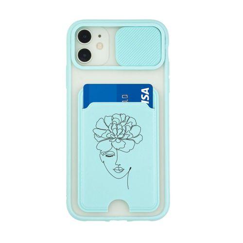 iPhone 11 Uyumlu Flower Women  Desenli Kamera Korumalı ve Kartlıklı Telefon Kılıfı